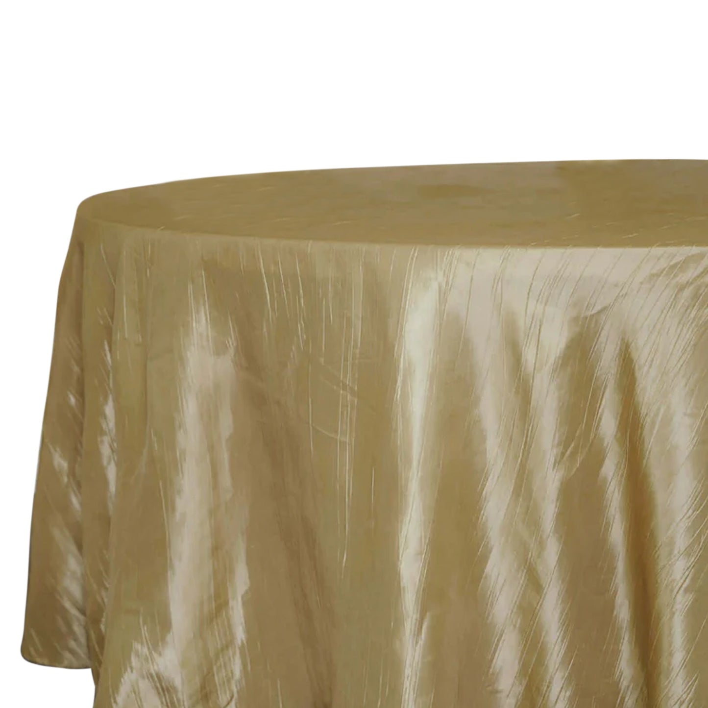 120" Gold Seamless Accordion Crinkle Taffeta Round Tablecloth