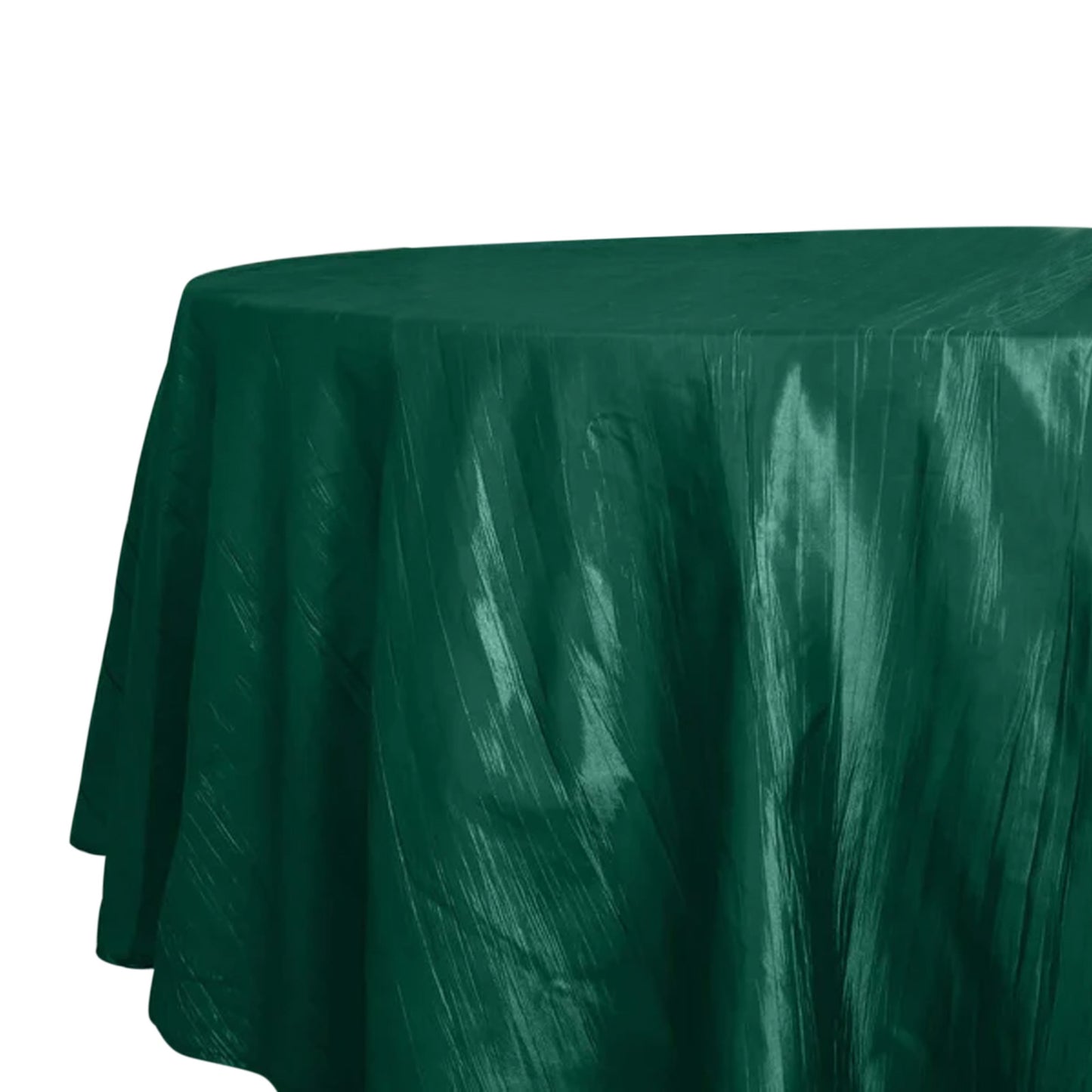 120" Hunter Emerald Green Seamless Accordion Crinkle Taffeta Round Tablecloth