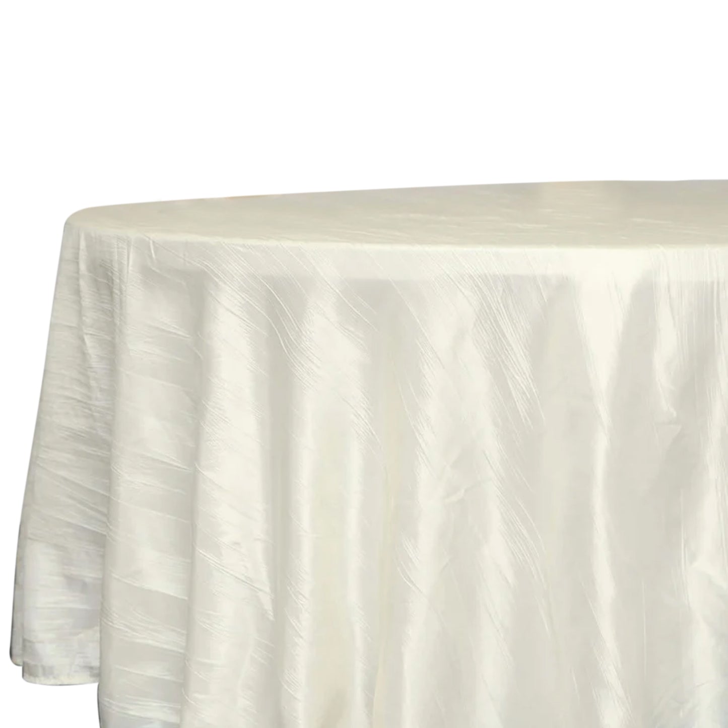 120" Ivory Seamless Accordion Crinkle Taffeta Round Tablecloth