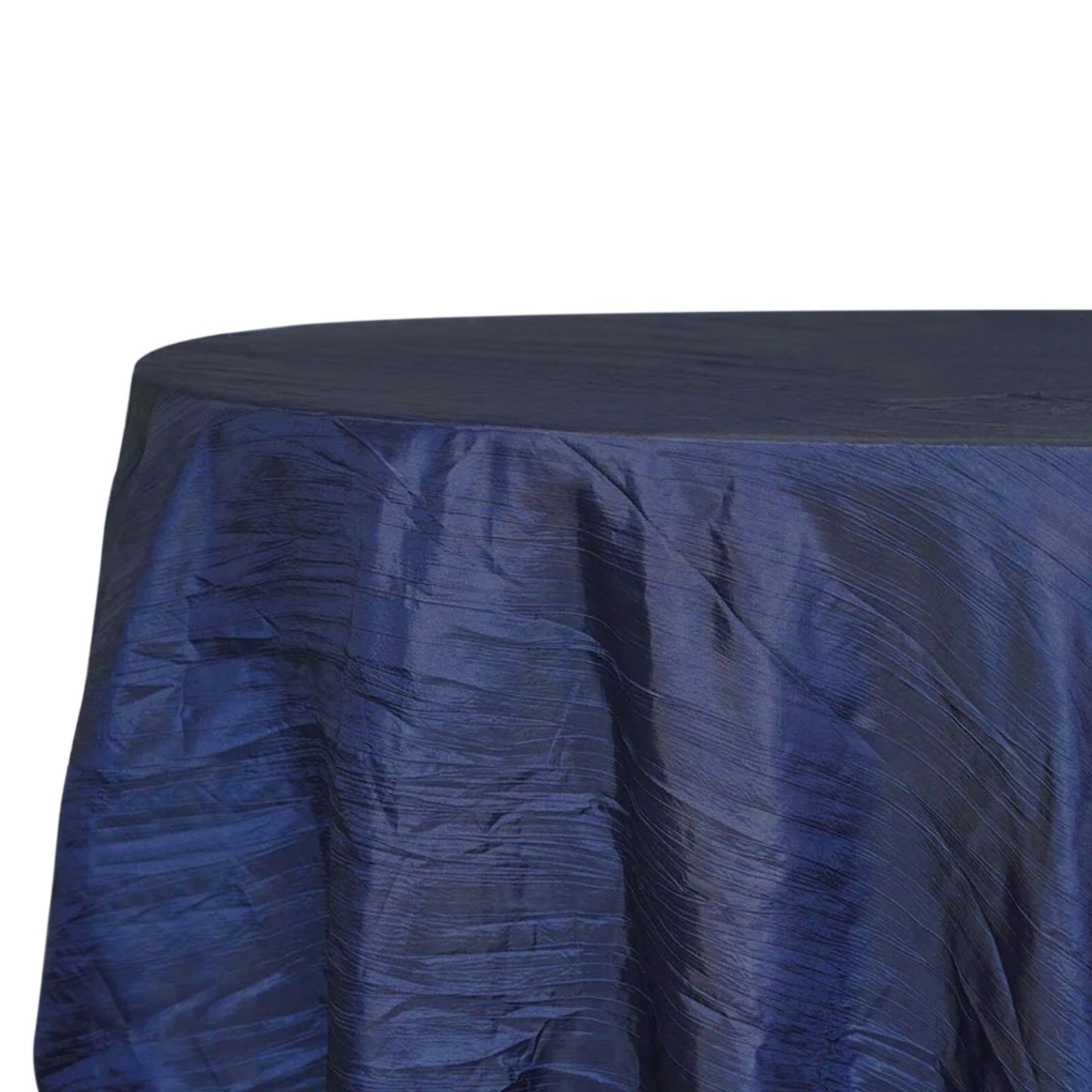 120" Navy Blue Seamless Accordion Crinkle Taffeta Round Tablecloth