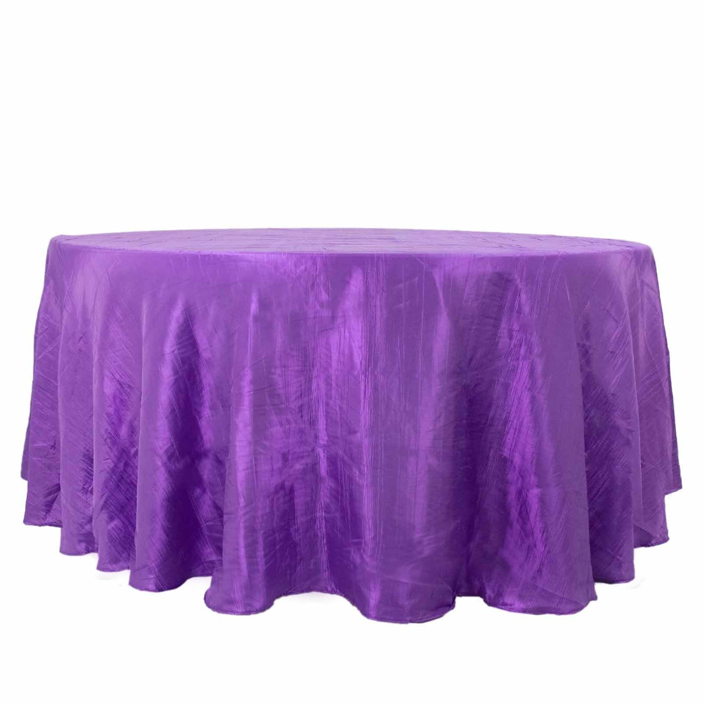 120inch Purple Accordion Crinkle Taffeta Round Tablecloth