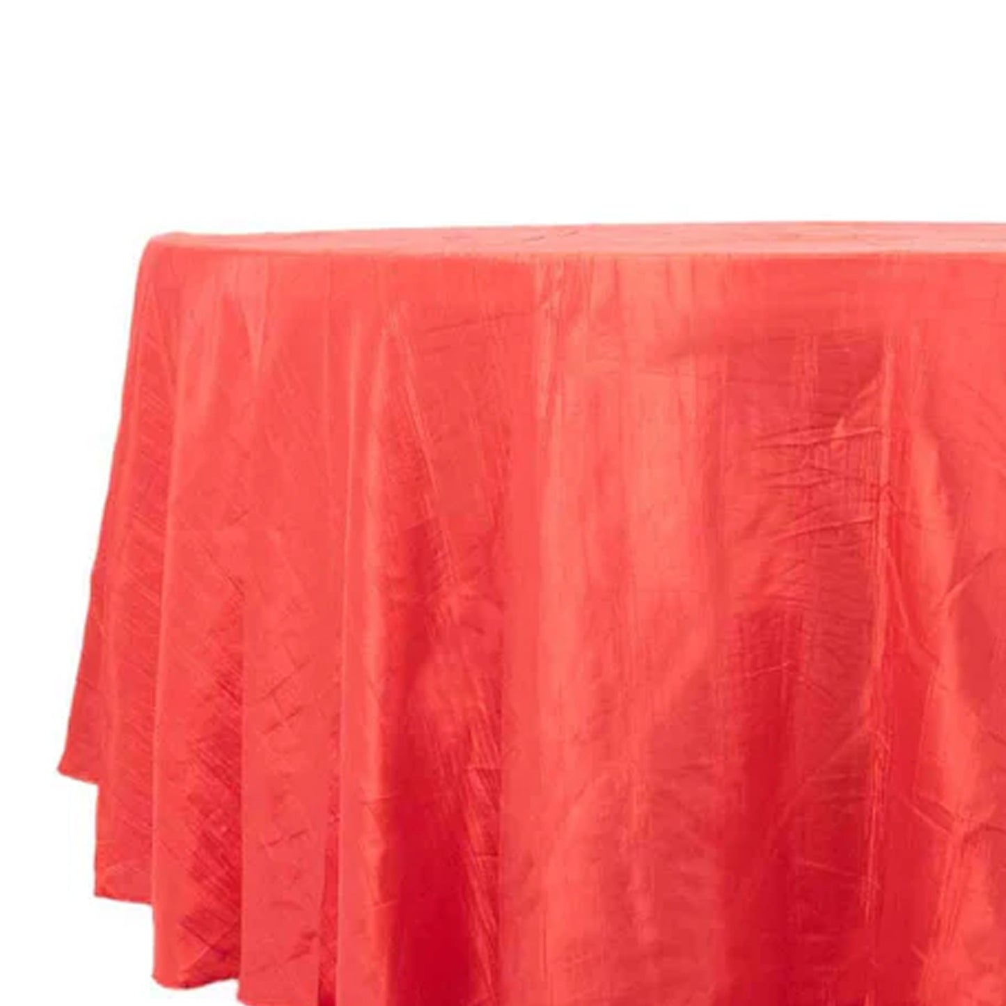 120" Red Seamless Accordion Crinkle Taffeta Round Tablecloth