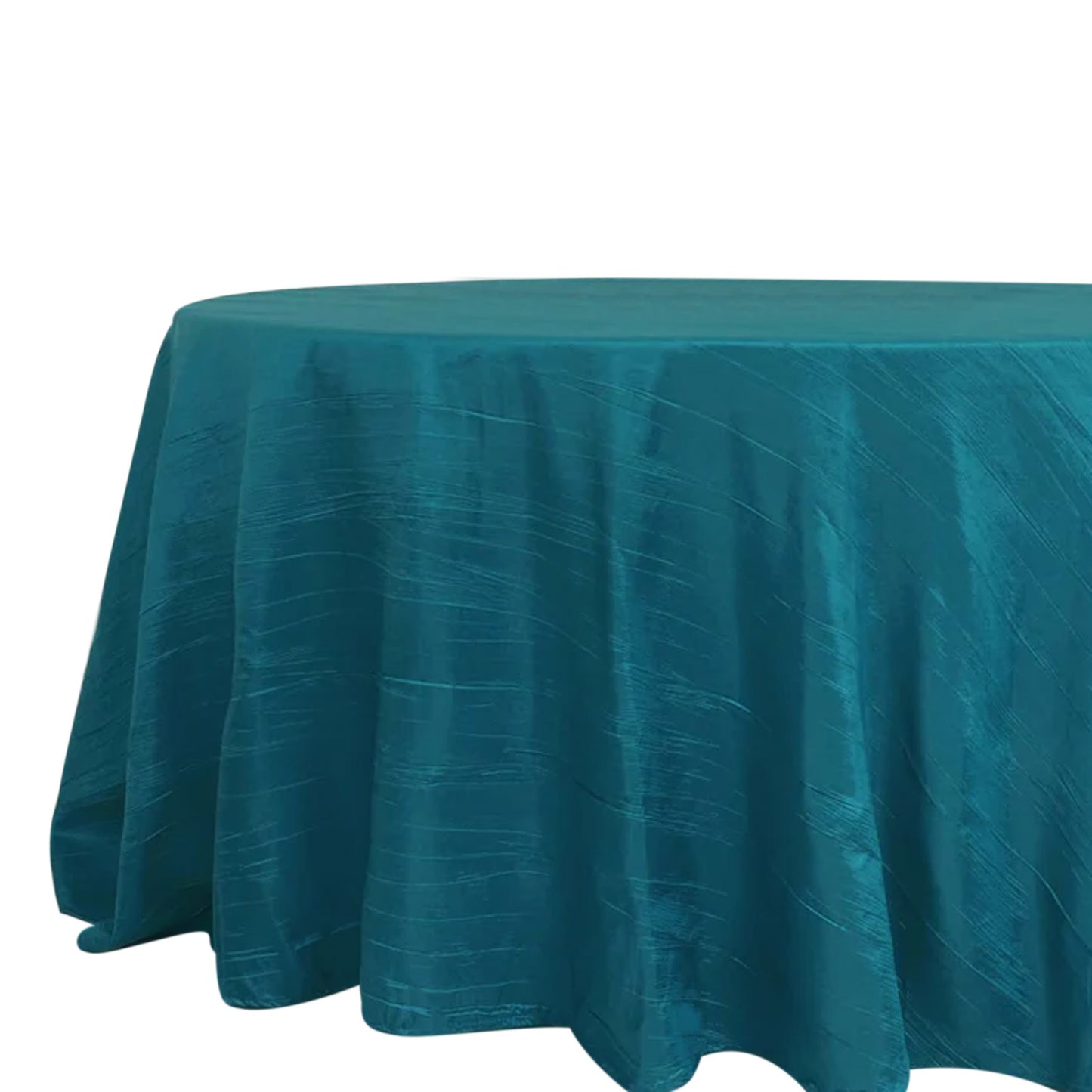 120" Teal Seamless Accordion Crinkle Taffeta Round Tablecloth