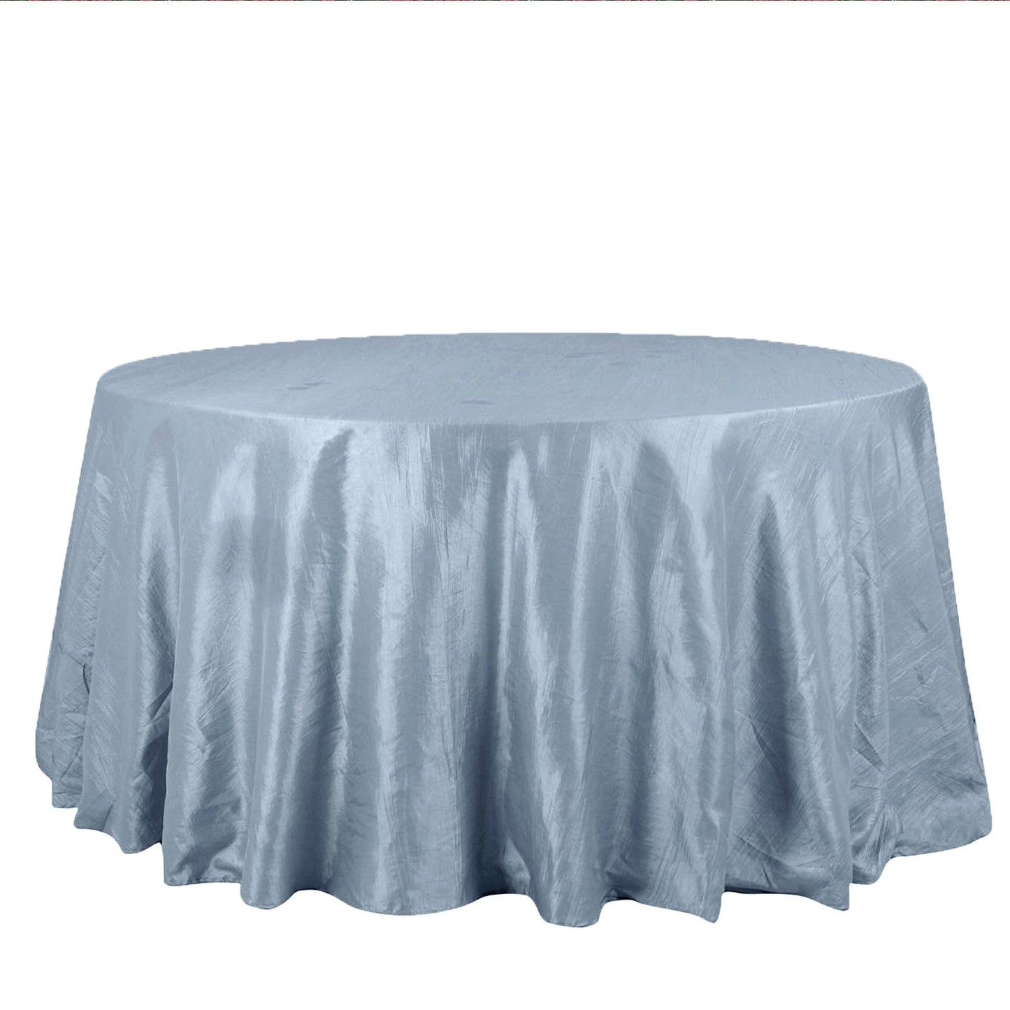 132 Inch Dusty Blue Round Tablecloth Seamless Crinkle Taffeta