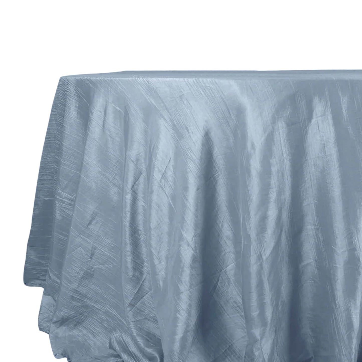 132" Dusty Blue Accordion Crinkle Taffeta Seamless Round Tablecloth