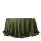 Dusty Sage Green Accordion Crinkle Taffeta Round Tablecloth 132" Seamless for 6 Foot Table With Floor-Length Drop