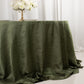 Dusty Sage Green Accordion Crinkle Taffeta Round Tablecloth 132" Seamless for 6 Foot Table With Floor-Length Drop