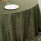 Dusty Sage Green Accordion Crinkle Taffeta Round Tablecloth 132" Seamless for 6 Foot Table With Floor-Length Drop