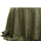 Dusty Sage Green Accordion Crinkle Taffeta Round Tablecloth 132" Seamless for 6 Foot Table With Floor-Length Drop