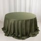 Dusty Sage Green Accordion Crinkle Taffeta Round Tablecloth 132" Seamless for 6 Foot Table With Floor-Length Drop