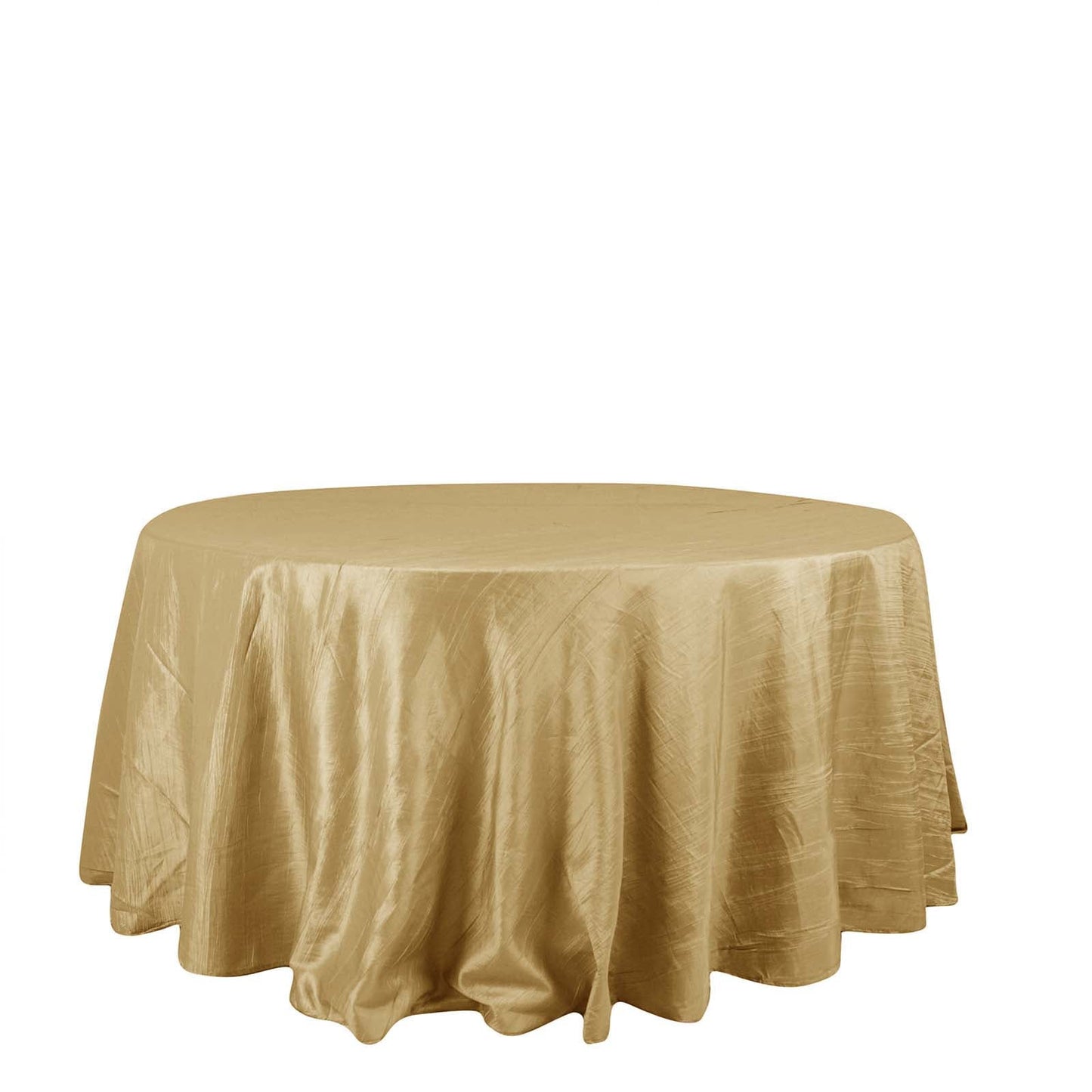 Gold Round Tablecloth 132 Inch Crinkle Taffeta