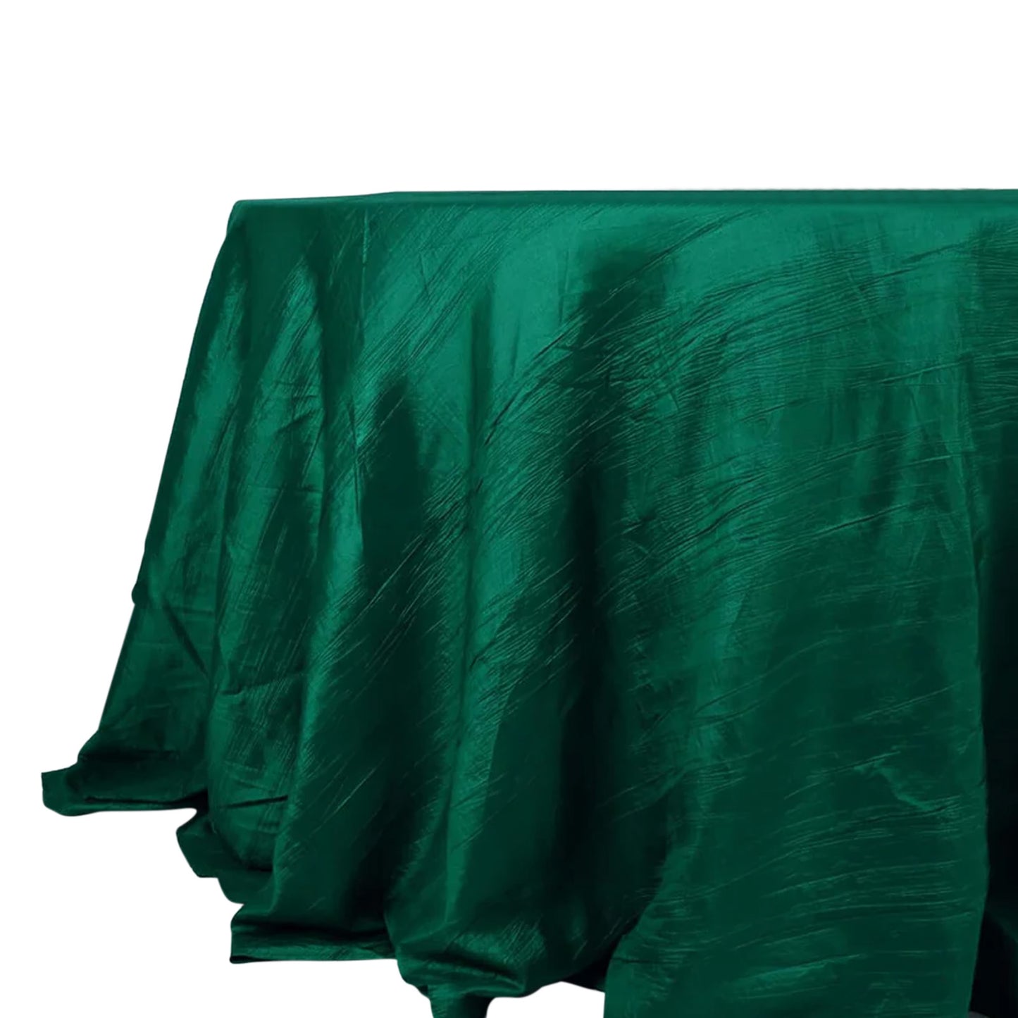 132" Hunter Emerald Green Accordion Crinkle Taffeta Seamless Round Tablecloth