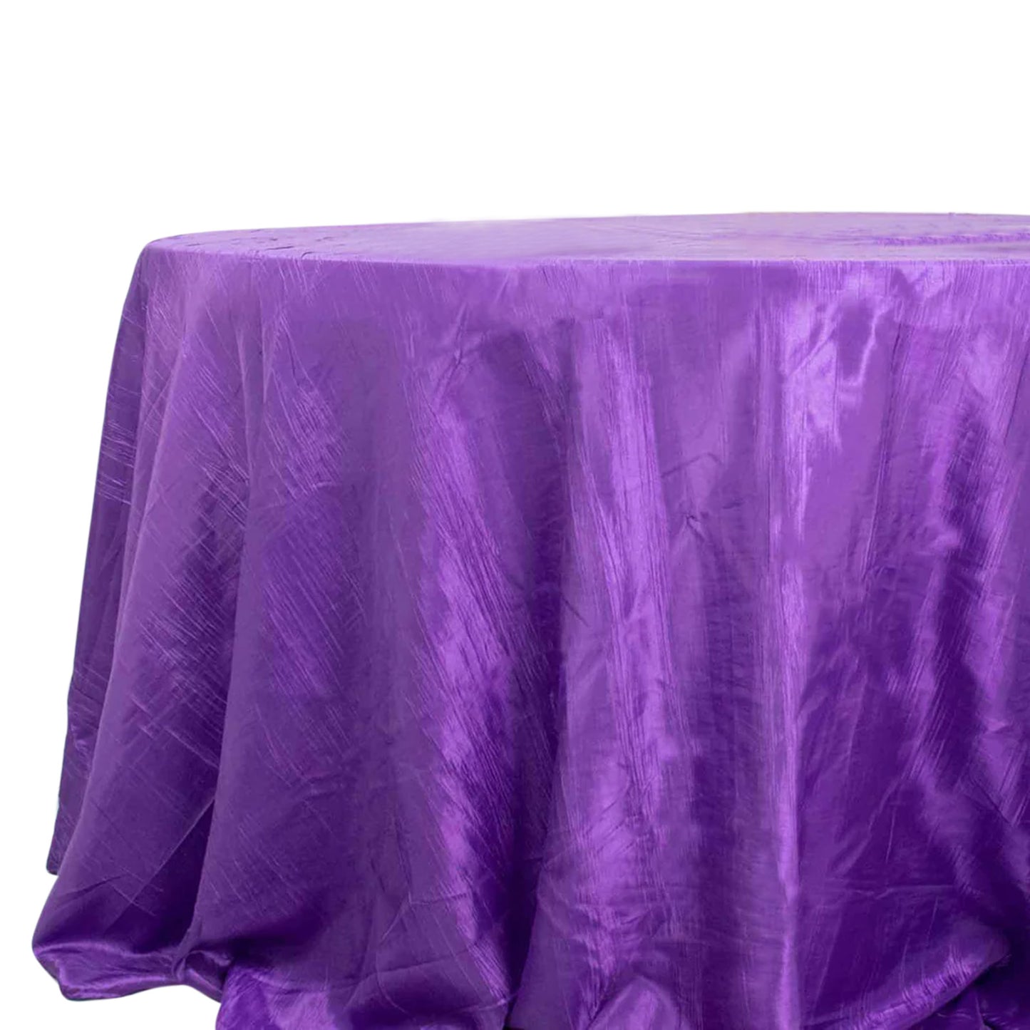 132" Purple Accordion Crinkle Taffeta Seamless Round Tablecloth