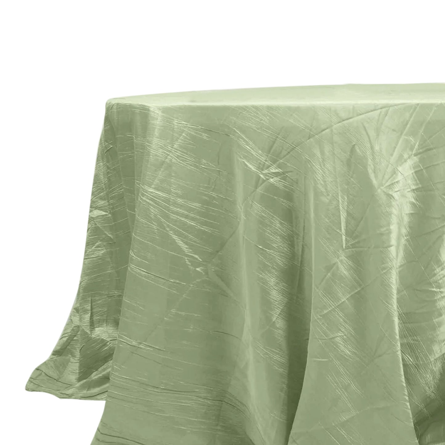 132" Sage Green Seamless Accordion Crinkle Taffeta Round Tablecloth