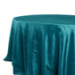 132" Peacock Teal Accordion Crinkle Taffeta Seamless Round Tablecloth