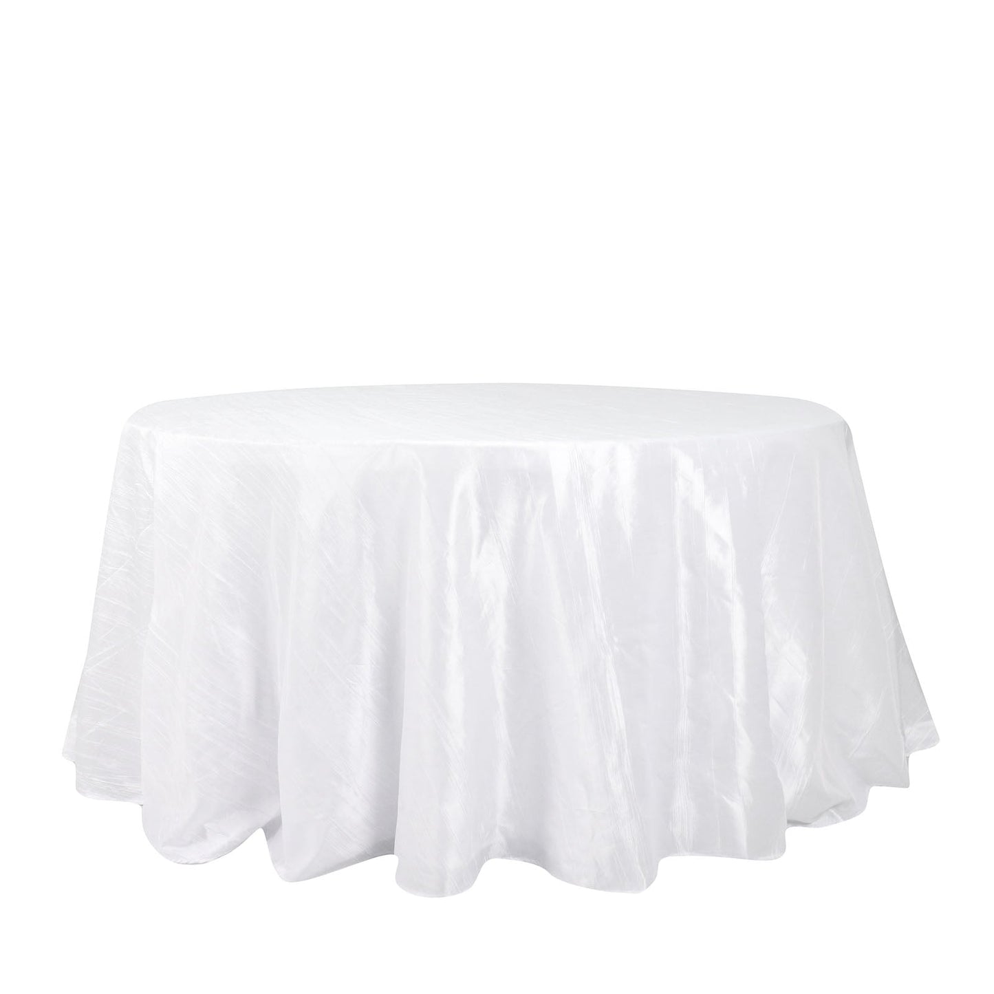 Crinkle Taffeta Seamless White Accordion Round Tablecloth 132 Inch