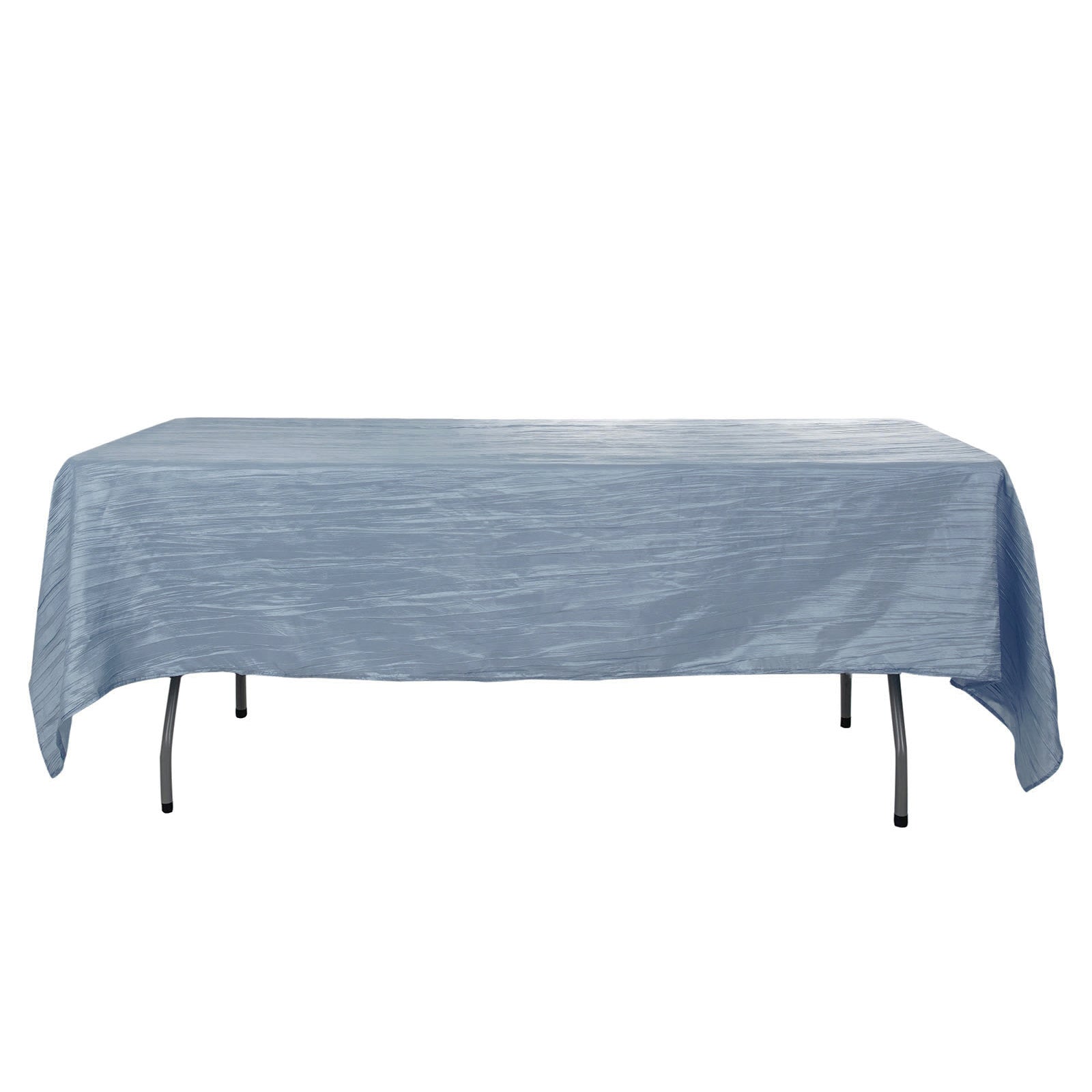 60X102 Inch Rectangle Tablecloth In Dusty Blue Accordion Crinkle Taffeta