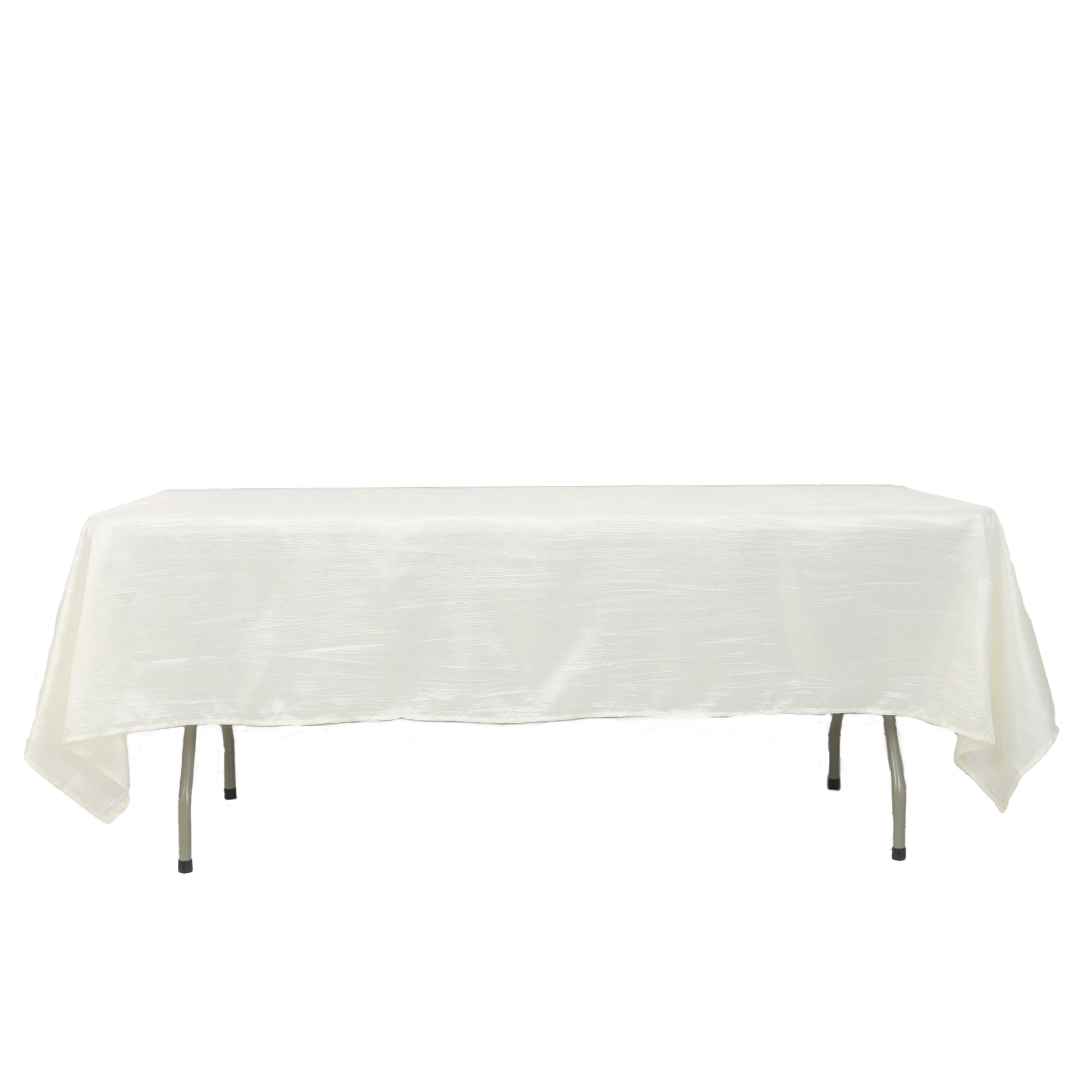 Rectangular Tablecloth 60 Inch x 102 Inch Ivory Accordion Crinkle Taffeta Fabric