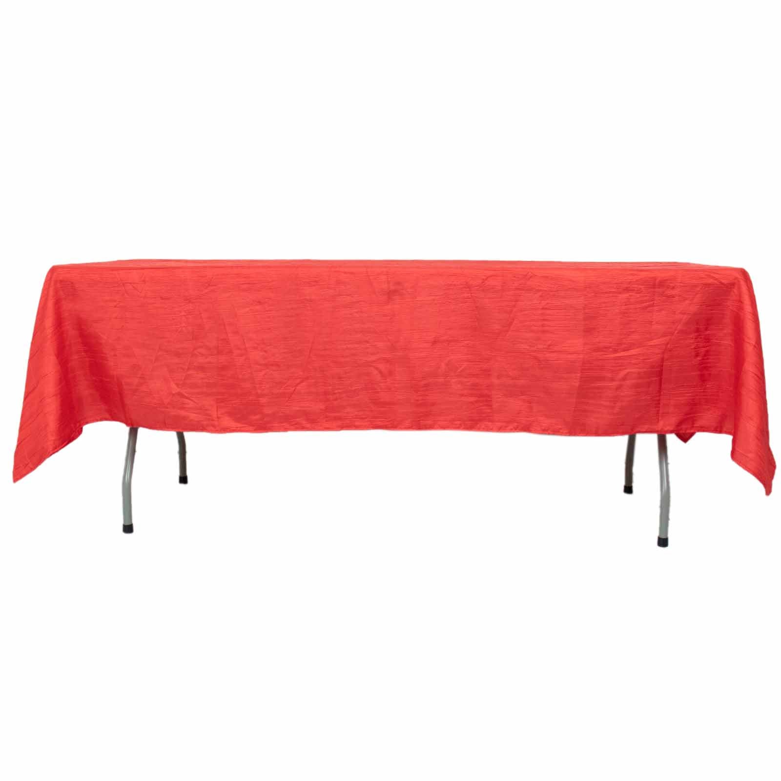 60x102inch Red Accordion Crinkle Taffeta Rectangle Tablecloth