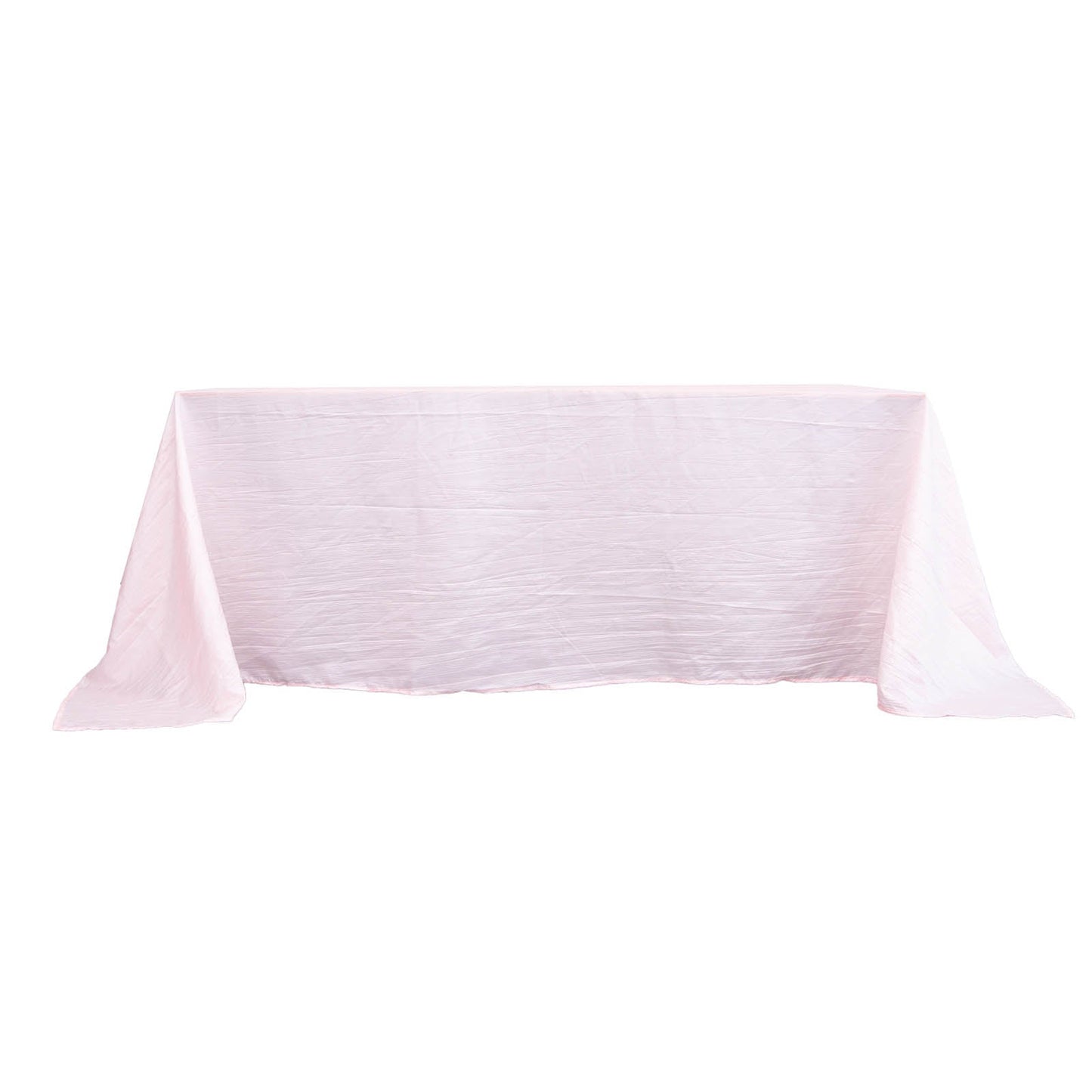 Blush Rose Gold Accordion Crinkle Taffeta Tablecloth For 90 Inch By 132 Inch Rectangle Table