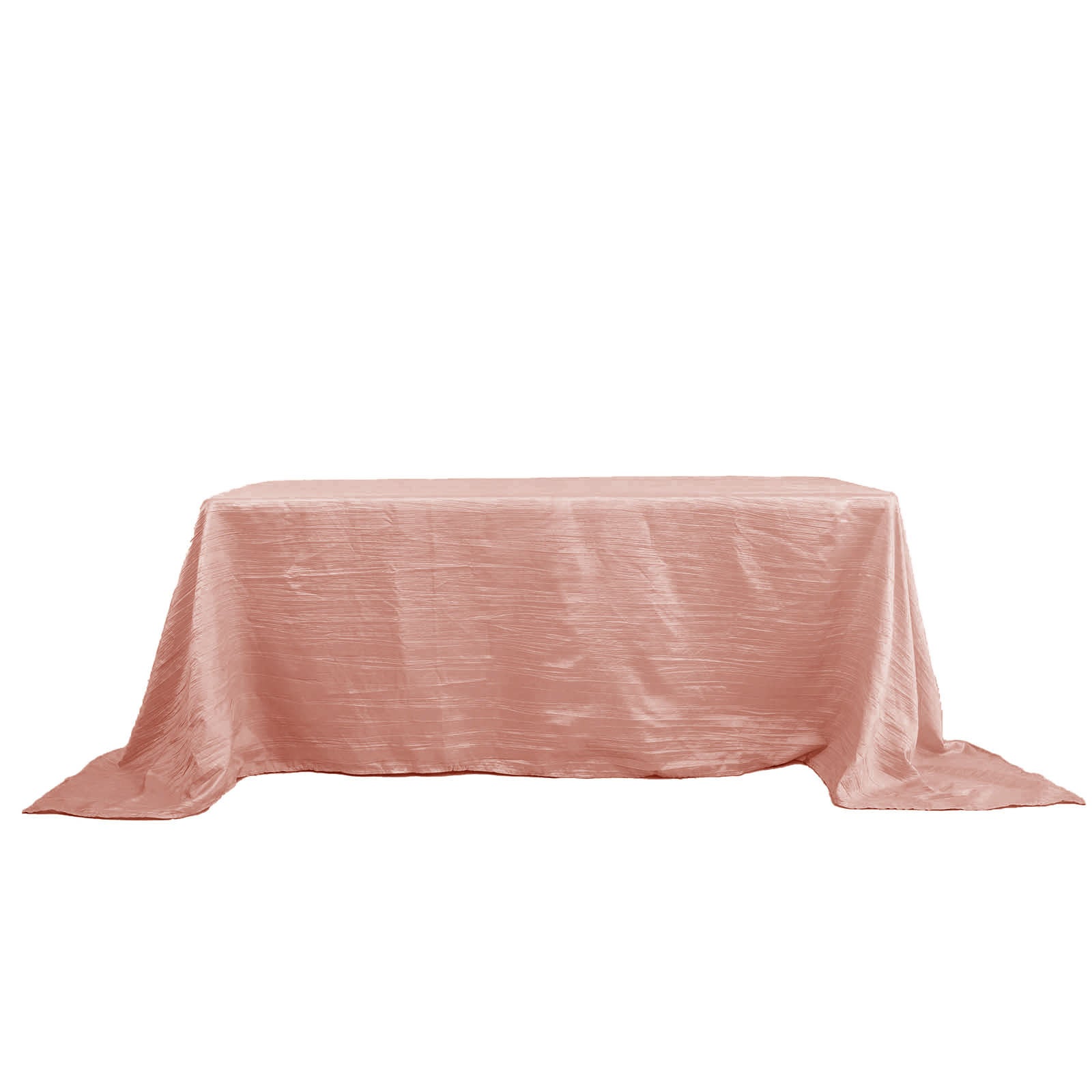 90 Inch x 132 Inch Rectangular Tablecloth Dusty Rose Accordion Crinkle Taffeta