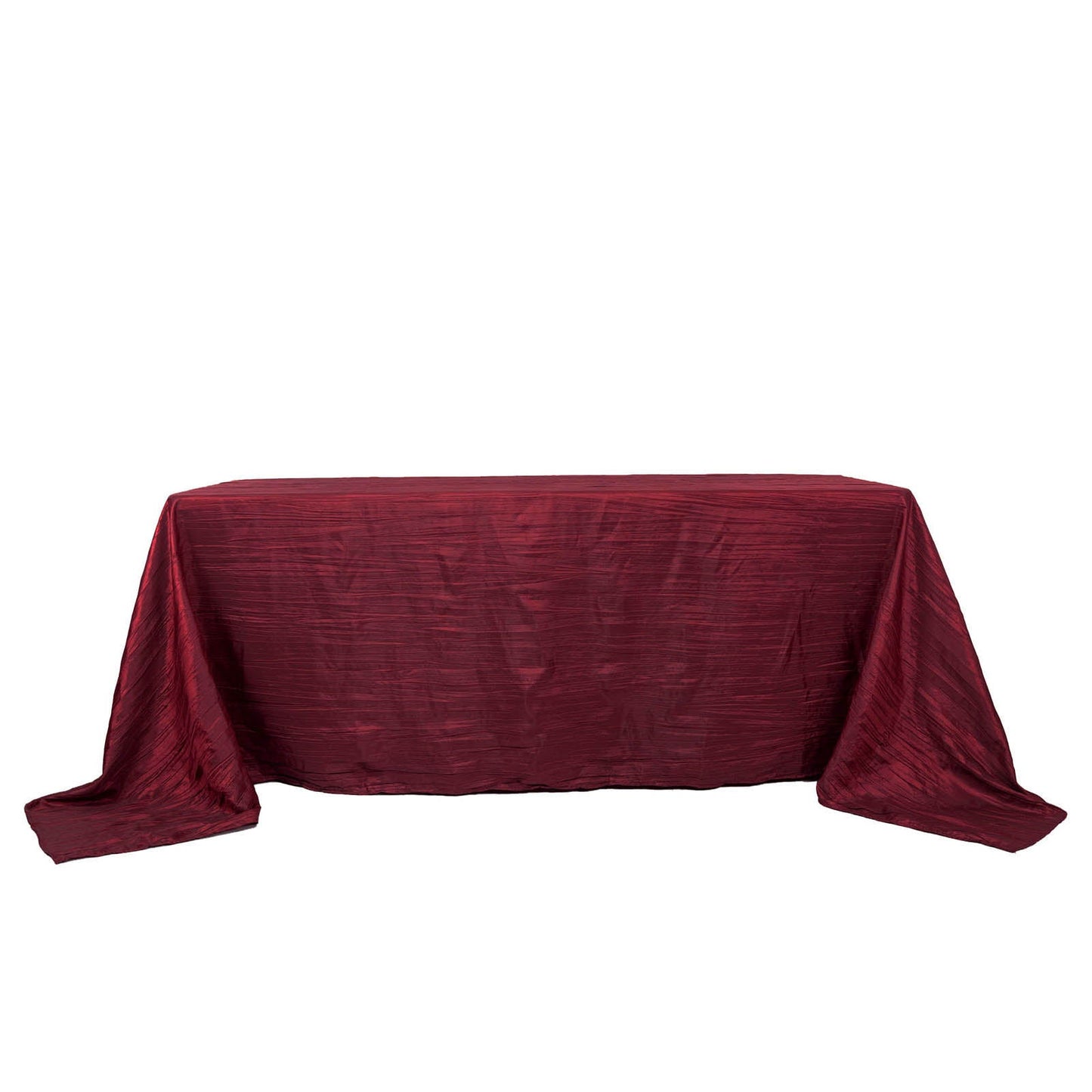 90 Inch x 132 Inch Rectangle Tablecloth Burgundy Accordion Crinkle Taffeta