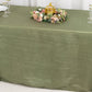 Dusty Sage Green Accordion Crinkle Taffeta Rectangular Tablecloth 90"x132" Seamless for 6 Foot Table With Floor-Length Drop