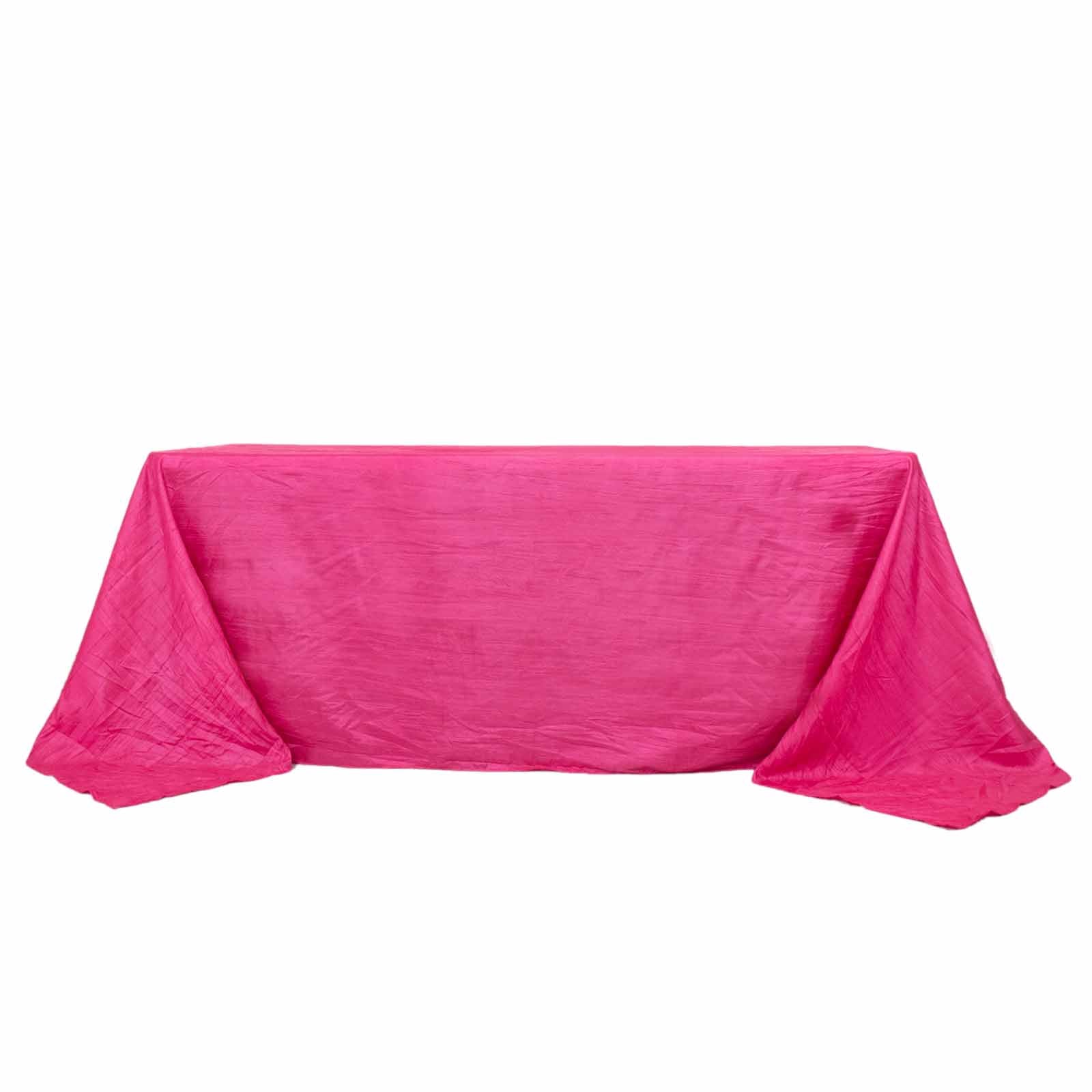 90x132inch Fuchsia Accordion Crinkle Taffeta Rectangular Tablecloth