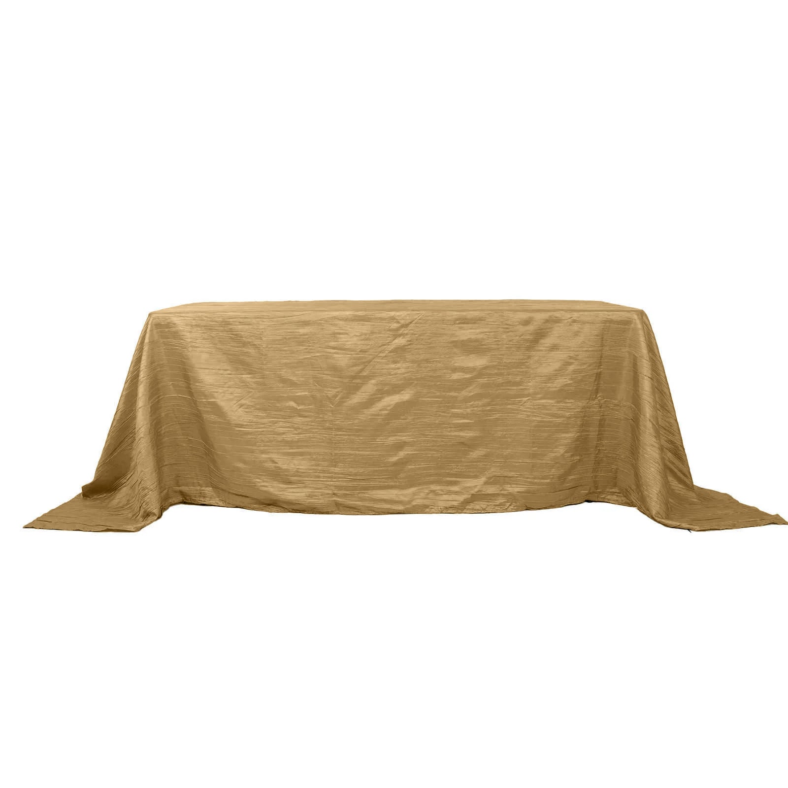 Gold Accordion Crinkle Taffeta Fabric Rectangular Tablecloth 90 Inch x 132 Inch