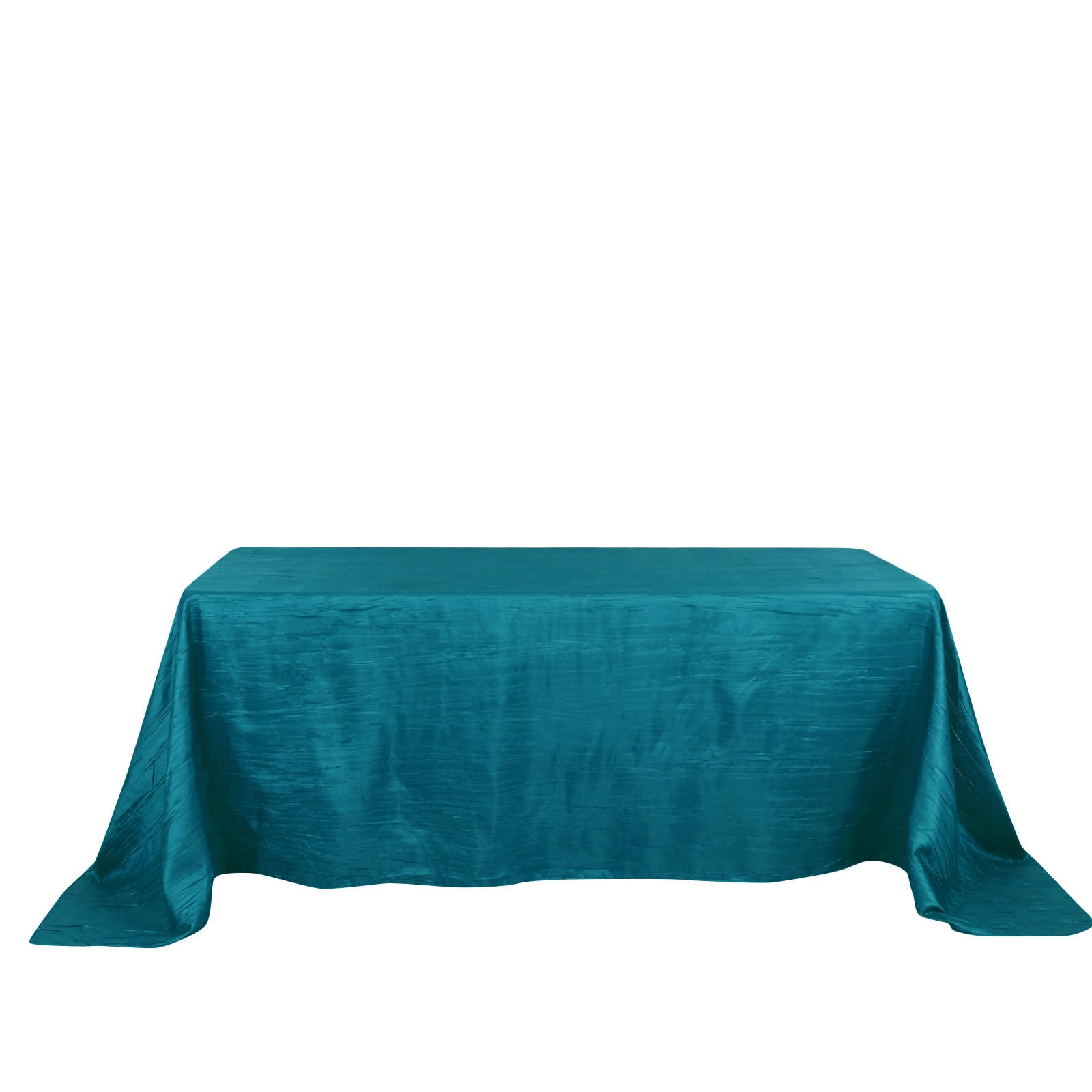 90 Inch x 132 Inch Rectangle Teal Accordion Crinkle Taffeta Tablecloth 