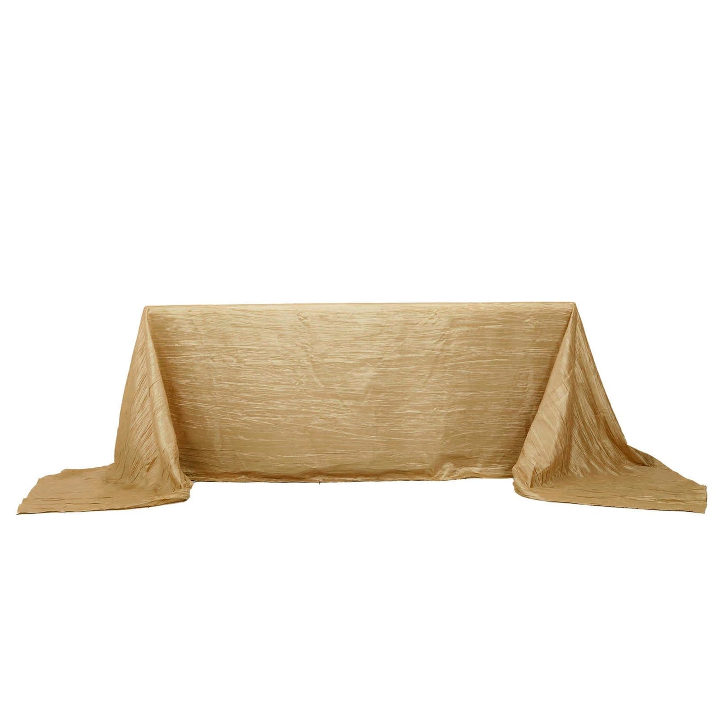 90 Inch x 156 Inch Gold Accordion Crinkle Taffeta Fabric Rectangular Tablecloth