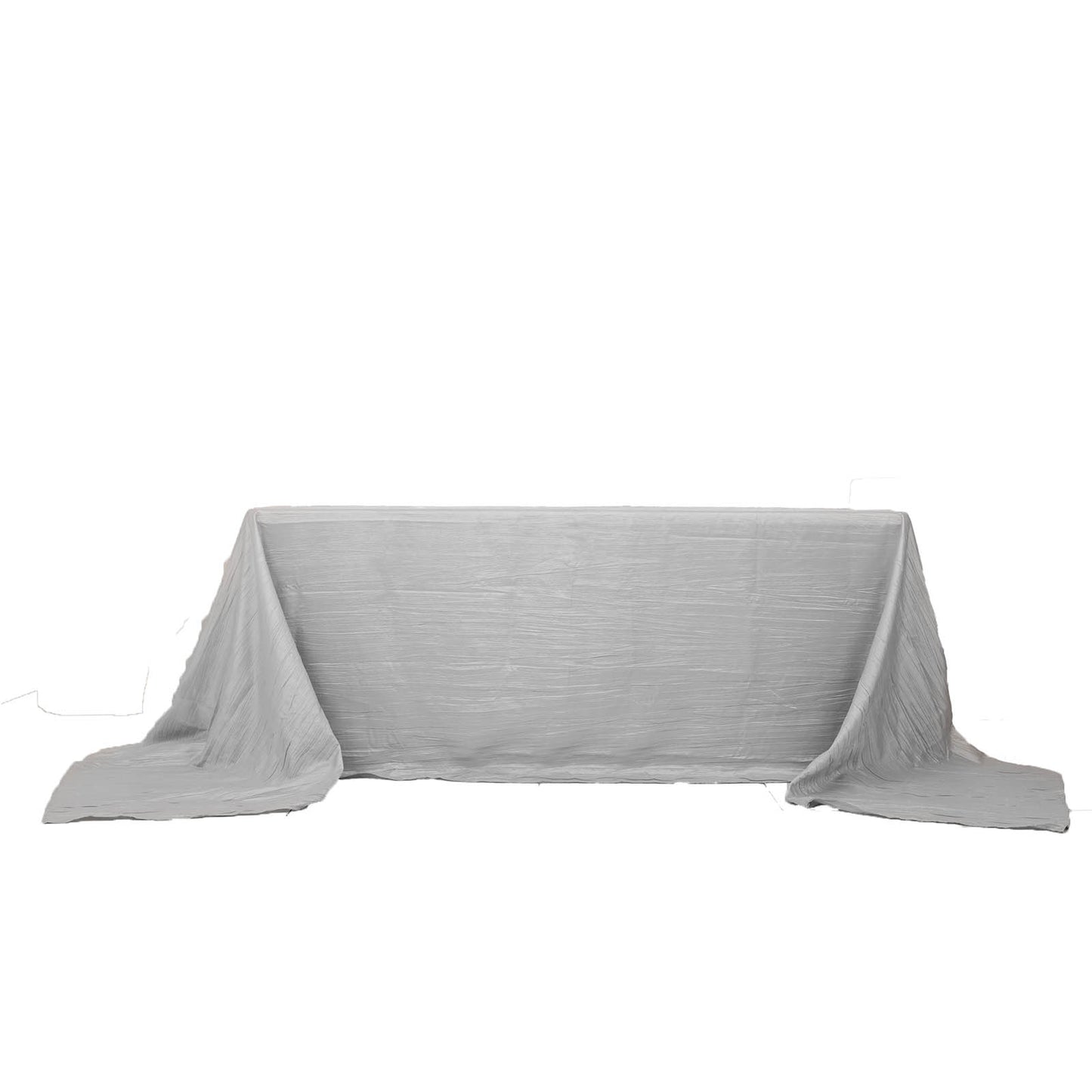 90"x156" Silver Accordion Crinkle Taffeta Seamless Rectangular Tablecloth