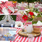 108" | Black/Red Seamless Buffalo Plaid Round Tablecloth, Checkered Gingham Polyester Tablecloth