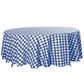 108" | White/Navy Blue Buffalo Plaid Round Tablecloth, Checkered Gingham Polyester Tablecloth