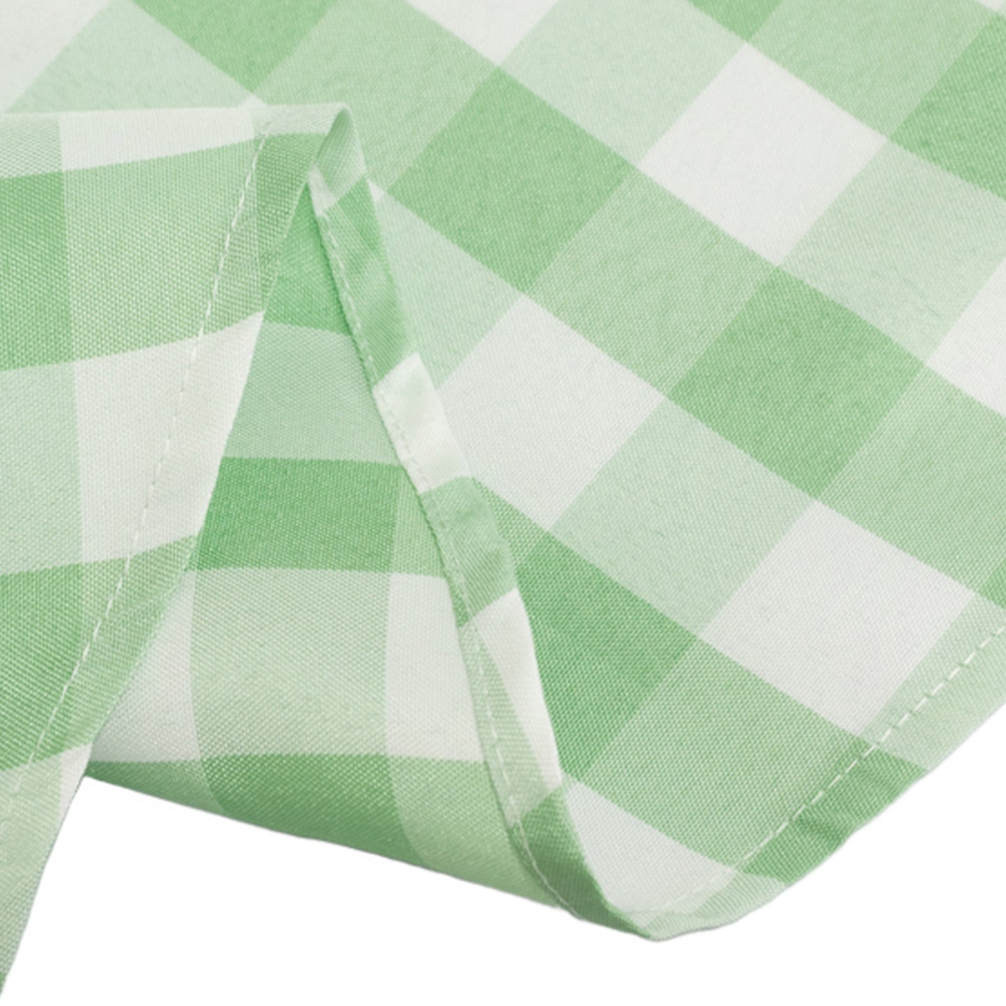 108" White Sage Green Buffalo Plaid Round Tablecloth, Checkered Gingham Polyester Tablecloth