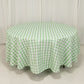 108" White Sage Green Buffalo Plaid Round Tablecloth, Checkered Gingham Polyester Tablecloth
