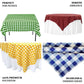 White/Blue Buffalo Plaid Square Overlay on a table.