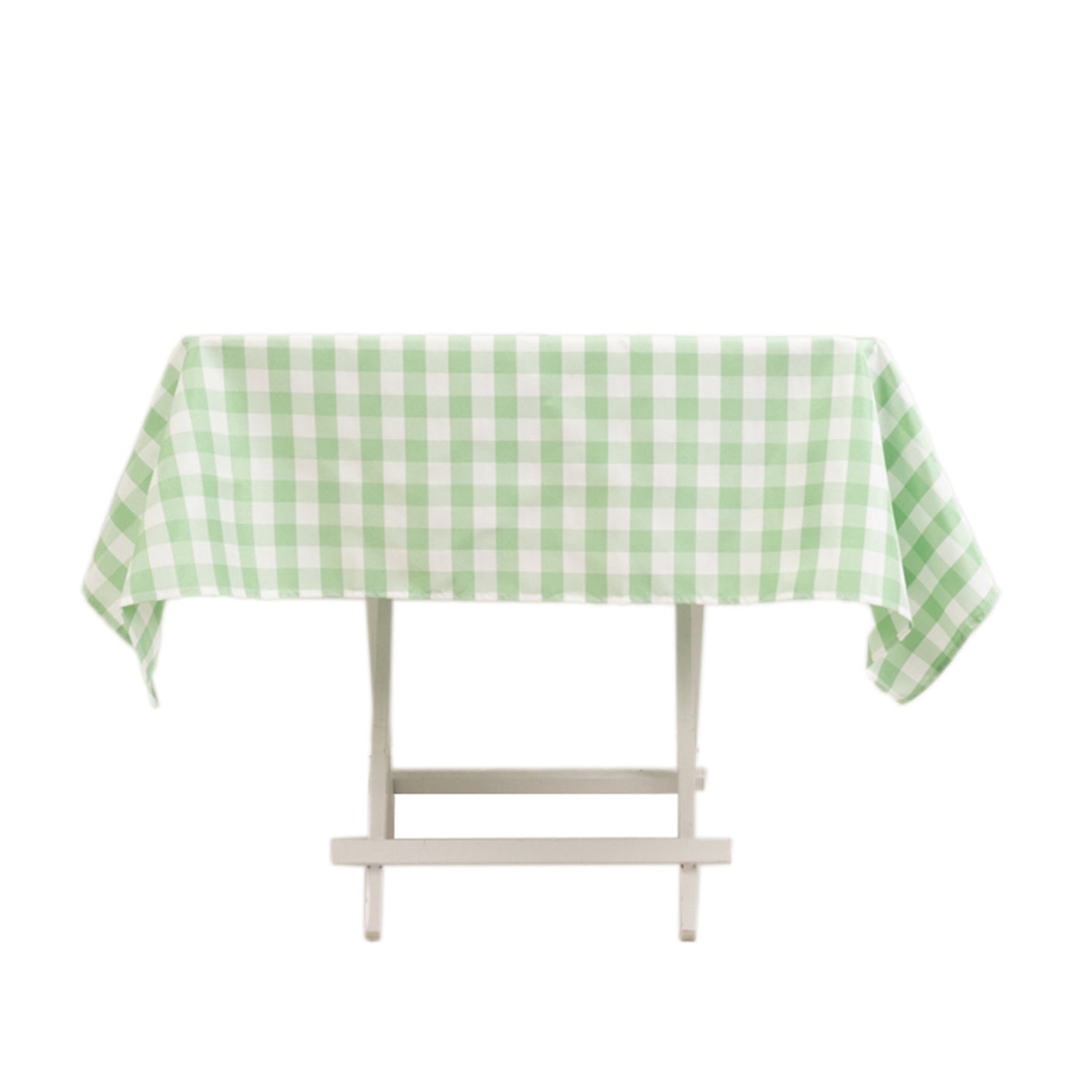 54"x54" White Sage Green Buffalo Plaid Square Tablecloth, Checkered Gingham Polyester Tablecloth