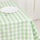 54"x54" White Sage Green Buffalo Plaid Square Tablecloth, Checkered Gingham Polyester Tablecloth