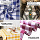Buffalo plaid tablecloth in black and red, perfect for dining decor.