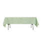 60"x102" White Sage Green Buffalo Plaid Rectangle Tablecloth, Checkered Polyester Linen Tablecloth