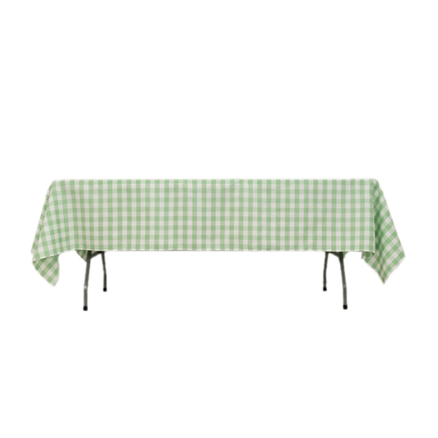 60"x102" White Sage Green Buffalo Plaid Rectangle Tablecloth, Checkered Polyester Linen Tablecloth