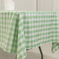 60"x102" White Sage Green Buffalo Plaid Rectangle Tablecloth, Checkered Polyester Linen Tablecloth