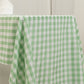 60"x126" White Sage Green Buffalo Plaid Rectangle Tablecloth, Checkered Polyester Tablecloth