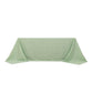 90"x132" white sage green checkered tablecloth for 6-foot table.