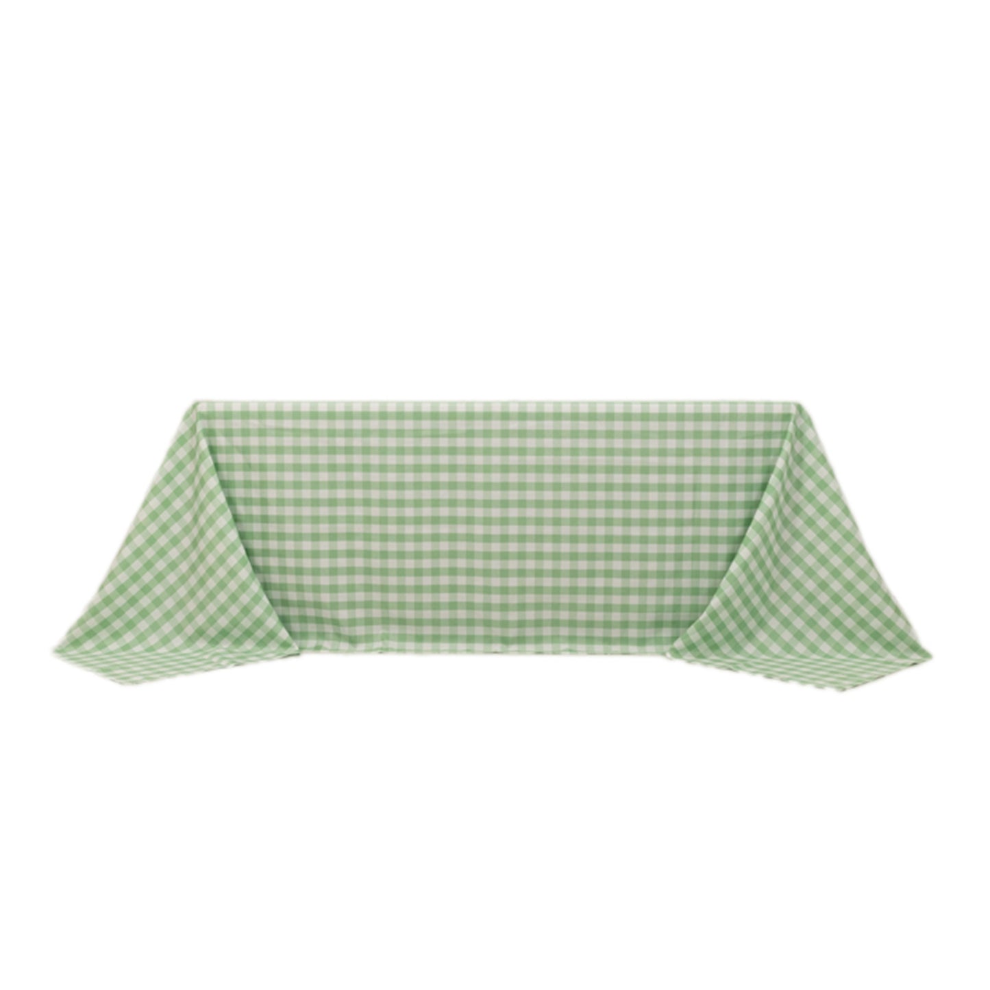 90"x132" White Sage Green Seamless Buffalo Plaid Rectangle Tablecloth, Checkered Polyester Tablecloth for 6 Foot Table With Floor-Length Drop