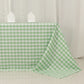 White sage green buffalo plaid tablecloth for a 6-foot table.