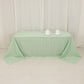 90"x132" white sage green buffalo plaid tablecloth for 6-foot table.