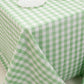 White sage green checkered tablecloth for a 6-foot table.