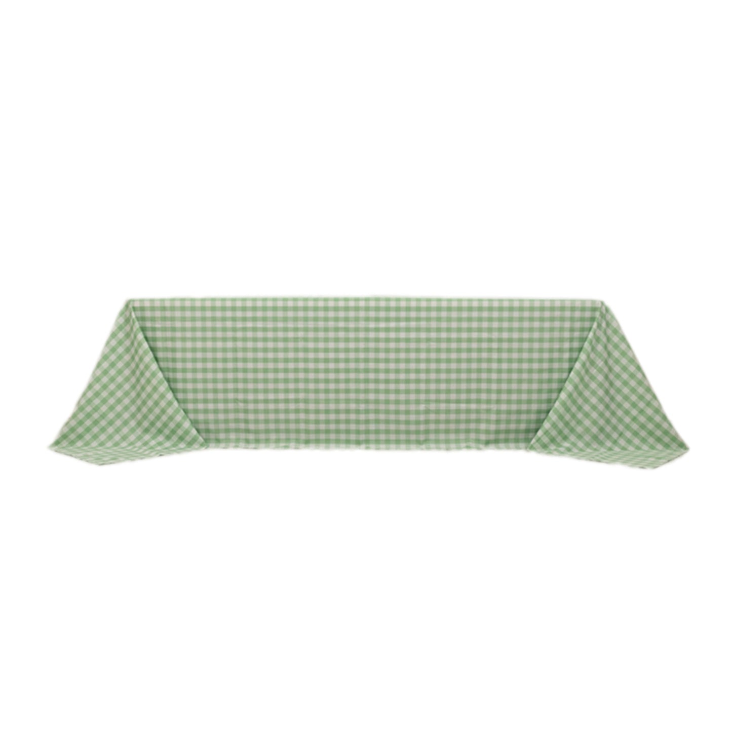 90"x156" White Sage Green Seamless Buffalo Plaid Rectangle Tablecloth, Checkered Polyester Tablecloth for 8 Foot Table With Floor-Length Drop